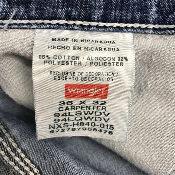 Wrangler Blue Denim Dark Wash Jeans Multiple Pockets Cargo Pants Men's Size 36 - Picture 8 of 8